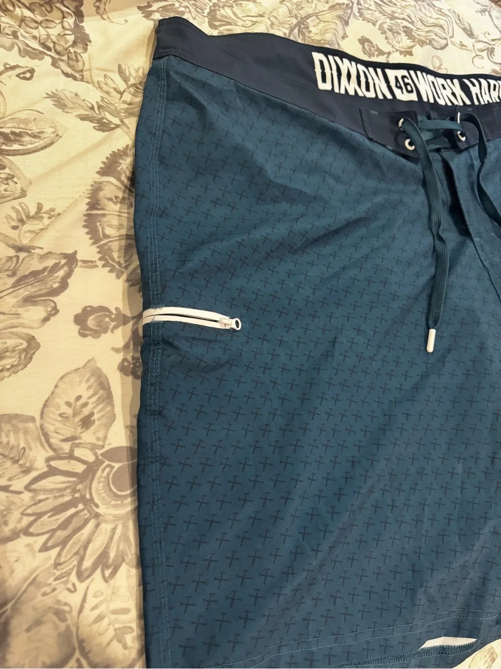 DIXXON Men's Deep Teal Board Shorts with Navy Waistband